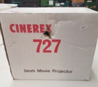 Cinerex branded model 727 8mm movie projector, boxed.