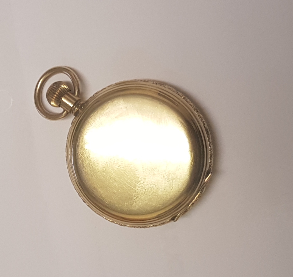 Thomas Russell & Son Tempus Fugit Pocket Watch in gold plated Illinois Watch Case Co case. - Image 2 of 4