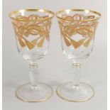 De Lamerie Fine Bone China heavily gilded Glass Crystal Rope & Tassels Patterned Wine Glasses ,