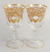 De Lamerie Fine Bone China heavily gilded Glass Crystal Rope & Tassels Patterned Wine Glasses ,