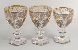 De Lamerie Fine Bone China heavily gilded Glass Crystal Summer Bouquet Patterned Goblet in 2 sizes ,