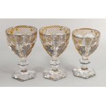 De Lamerie Fine Bone China heavily gilded Glass Crystal Summer Bouquet Patterned Goblet in 2 sizes ,