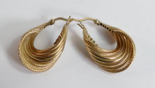 Pair 9ct gold earrings, 4g.
