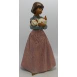 Large Nao Gres Figure of Girl with Puppy Height 31cm
