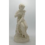 Robertson & Leadbeater Parian figure of Lady with bird. Damage to birds tail. Height 34cm.