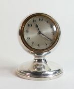 Silver cased filled desktop clock, hallmarked for Birmingham 1924, h.10.5cm.