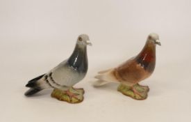 Two Beswick pigeons, one grey, one brown (2)