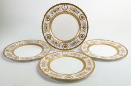 De Lamerie Fine Bone China, heavily gilded Emperor Pattern dinner plates , specially made high end