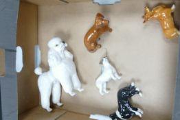 A collection of Beswick dogs to include Corgi 1736, seated dachshund 1460, sheepdog 1854, poodle