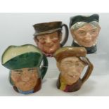 Royal Doulton Large Character Jugs Sam Weller, Arry, Toby Philpotts & Granny D5521(4)