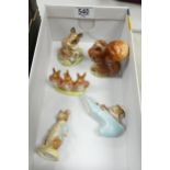 Beswick Beatrix Potter figures to include Johnny town mouse, Old woman who lives in a shoe, Flopsy