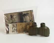A pair of Steiner, Bayreuth, West Germany 8 x 30E binoculars together with postcard photographs