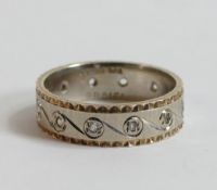 9ct white gold and diamond eternity ring,size M, 3.9g.