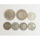 Pre 1947 Silver coins, including 2 half crowns and 4 shillings,56.3g.