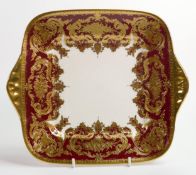 De Lamerie Fine Bone China Gold on Burgundy Handled Sandwich Plate , specially made high end quality