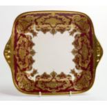 De Lamerie Fine Bone China Gold on Burgundy Handled Sandwich Plate , specially made high end quality