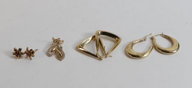 A collection of 9ct gold earrings, 5.8g. (10)