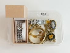 A collection of ladies costume jewellery, including gold plated bangle, Gucci and Accurist