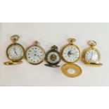A collection of modern gold plated pocket watches. (5)