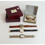 A collection of vintage gentleman's watches including Ingersoll Lever, Krug-Baumen Tuxedo, Lorus and