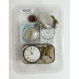 A collection of pocket watches, including Silver cased lever pocket watch "W Owen Oswestry",