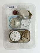 A collection of pocket watches, including Silver cased lever pocket watch "W Owen Oswestry",