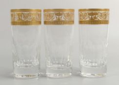 De Lamerie Fine Bone China heavily gilded Glass Crystal Tumblers one with Bahrain Crest ,