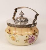 Carlton blush ware Metal Mounted Condiment Dish with Desgranges Floral decoration, by Wiltshaw &