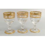 De Lamerie Fine Bone China heavily gilded Glass Crystal Wine Glasses one with Bahrain Crest ,