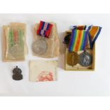 A pair of first world war medals awarded to 445018 Pte J Williams. 10-Lond.R together with letter
