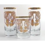 De Lamerie Fine Bone China heavily gilded Glass Crystal Rope & Tassels Patterned Tumblers ,