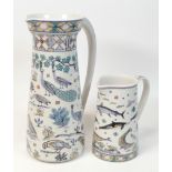 Russel Coates By Spode Limited Edition Natural World & similar jugs, tallest 25.5cm(2)