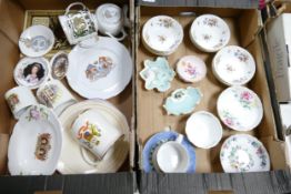 A mixed collection of items to include Minton Marlow patterned Bowls, Royal Crown Derby Pin