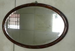 Large Oval Bevel Edged Wall Mirror, height 83cm