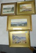 Four framed landscapes. Largest 33cm x 48cm, frame size