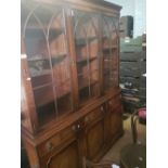 'Reprodux' mahogany glazed bookcase, 3 drawers/3 doors to the base, with 3 glazed doors to the