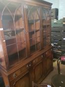 'Reprodux' mahogany glazed bookcase, 3 drawers/3 doors to the base, with 3 glazed doors to the