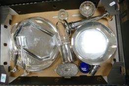 A mixed collection of Silver plated items to include Mappin & Webb plated bowl, candlesticks trays