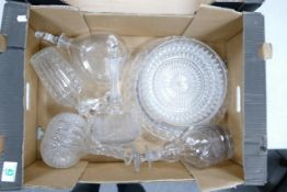 A collection of quality cut glass crystal decanters, vases & bowls