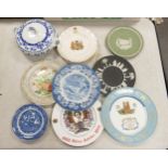 A mixed collection of items to include Wedgwood Jasperware plates, commemorative plates, blue &