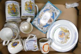 A mixed collection of items to include Royal Commemorative Cups Tankards, Plates & similar