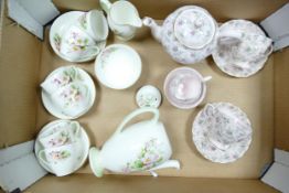 A mixed collection of items to include Royal Doulton Apple Blossom Floral Coffee Set (coffee pot