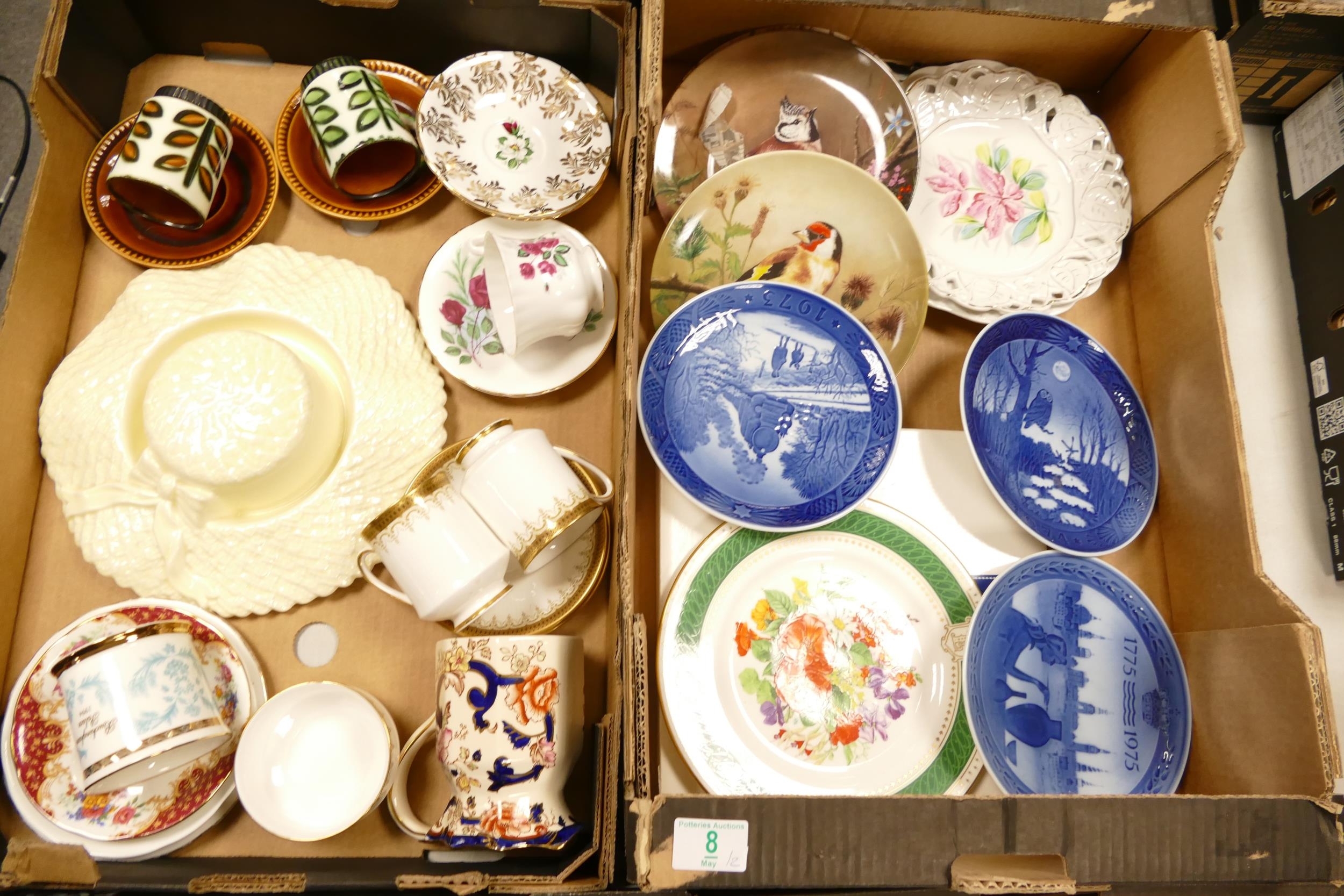 A mixed collection of items to include Royal Copenhagen Christmas Plates, Paragon Cups & Saucers,