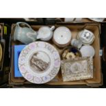A mixed collection of items to include Royal Worcester Gilded tray, Aynsley Cabinet Saucers,