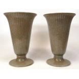 Pair Wedgwood Speckled Grey Coloured Fluted Vases, height