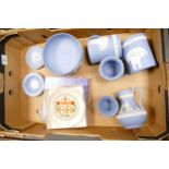 Wedgwood Jasperware including footed bowl, tankards, jugs, pin trays etc