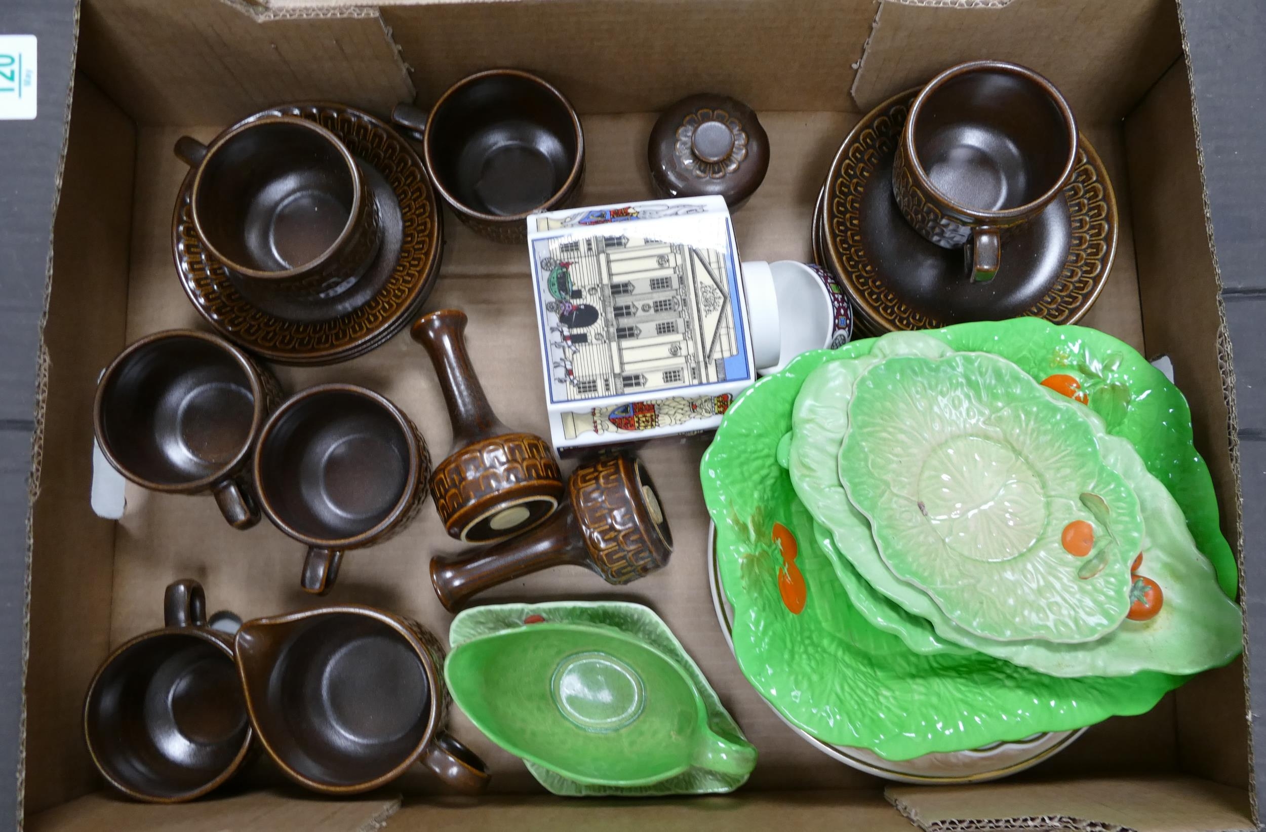 A mixed collection of items to include Royal Worcester Tea Caddy, Beswick & Carltonware Cabbage