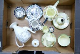 A mixed collection of items to include Wedgwood Wild Flowers Pattern Coffee Pot, Crown Staffs Tea