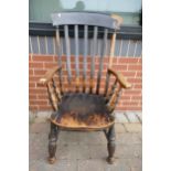 Early Slat Back Farmhouse Armchair