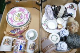 A mixed collection of items to include Decorative wall plates, floral tea ware, studio pottery vases
